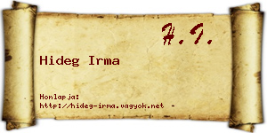 Hideg Irma névjegykártya